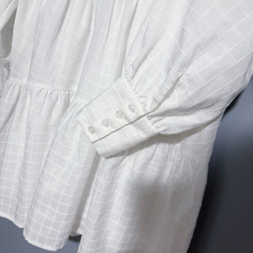 Greylin Pattern Texture Teagan Windowpane Popover Mini Dress Size Small White - Picture 6 of 11
